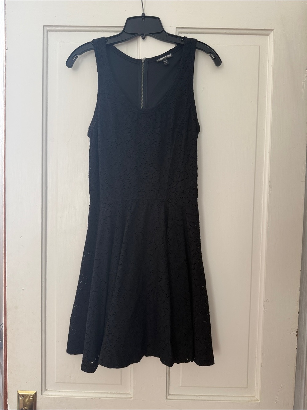 Express Black Sleeveless Lace Skater Dress